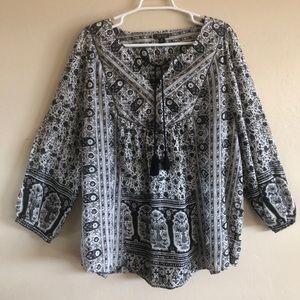Lucky Brand Blouse; black and white print